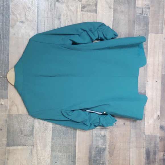 DKNY Emerald Green Ruched sleeve Blazer sz 8 Petite women - Picture 12 of 13